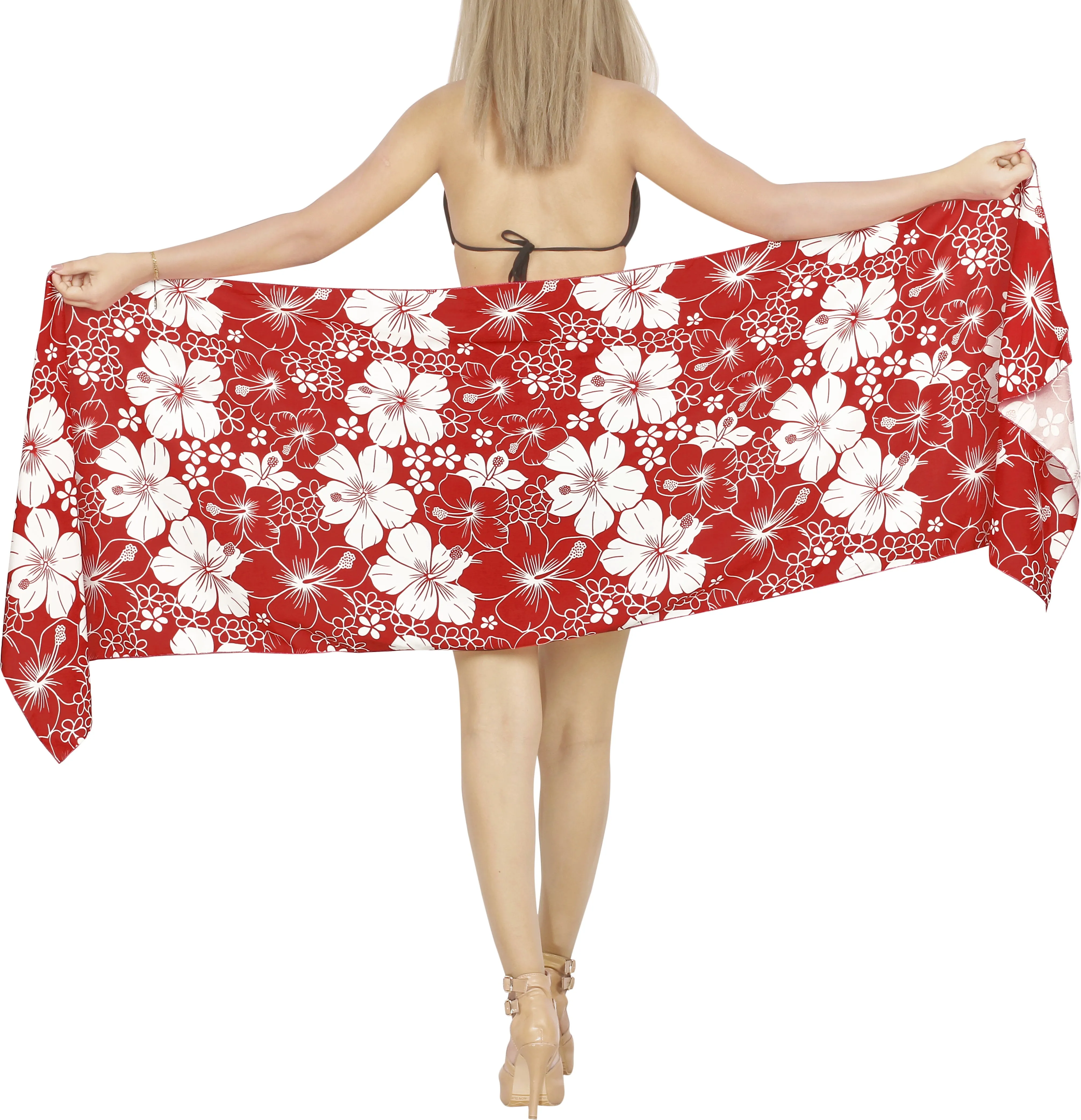 LA LEELA Women's Short Sarong Beach Cover up Printed Bikini Wrap