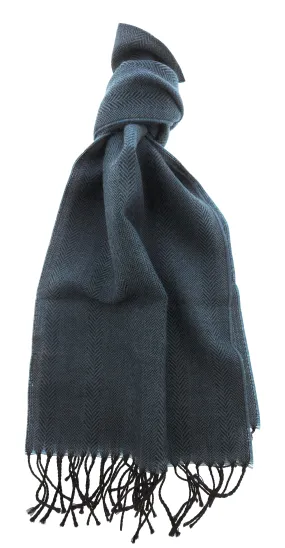 Lanvin Pure Virgin Wool Scarf – Herringbone Pattern, Elegant Fringed Design