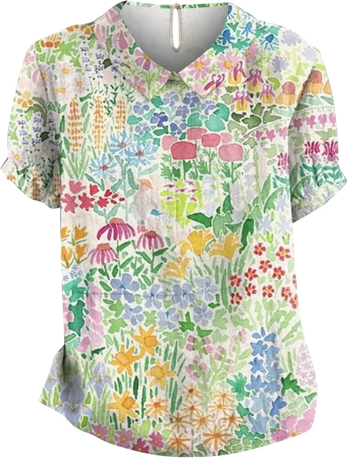 LCMTWX Womens Short Sleeve Cotton Linen Shirts Down Up Shirt Casual Collared V Neck Tops Shirts Loose Plus Size Short