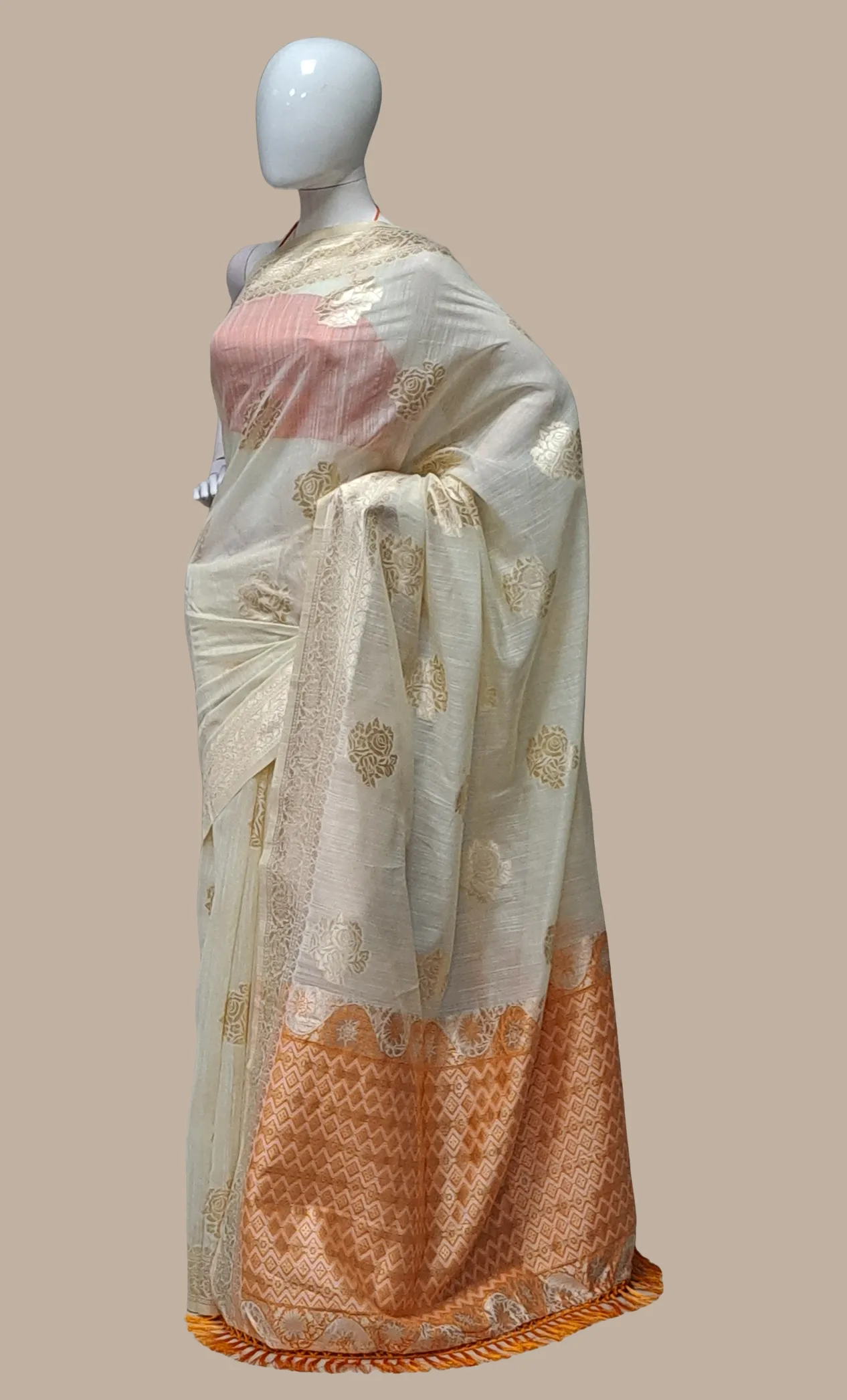 Light Biscuit Woven Sari