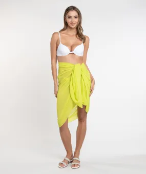 Lime Full Length Semi Sheer Beach Sarong