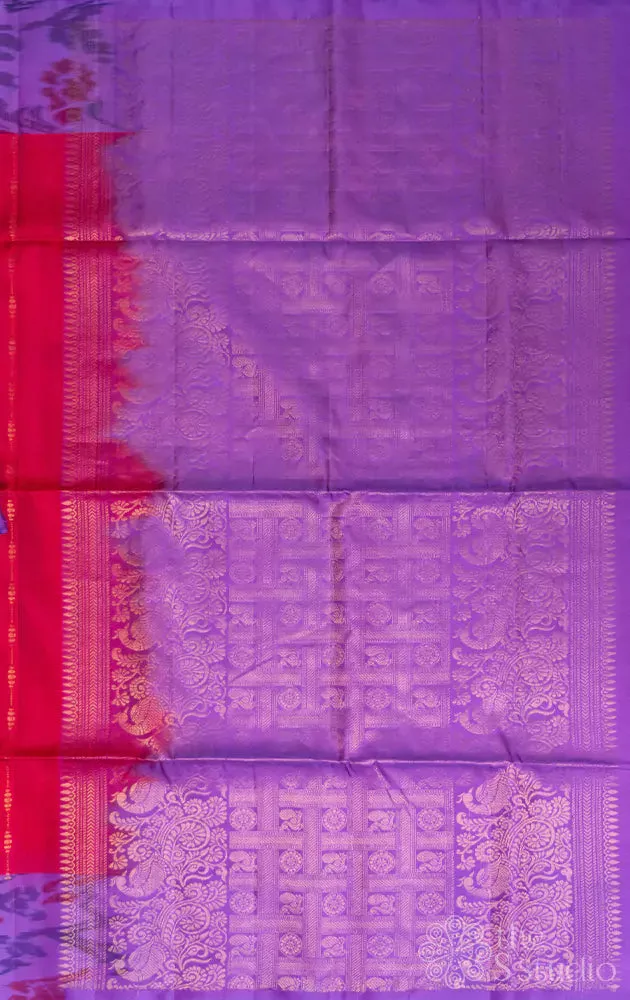 Magenta soft silk saree with light violet border