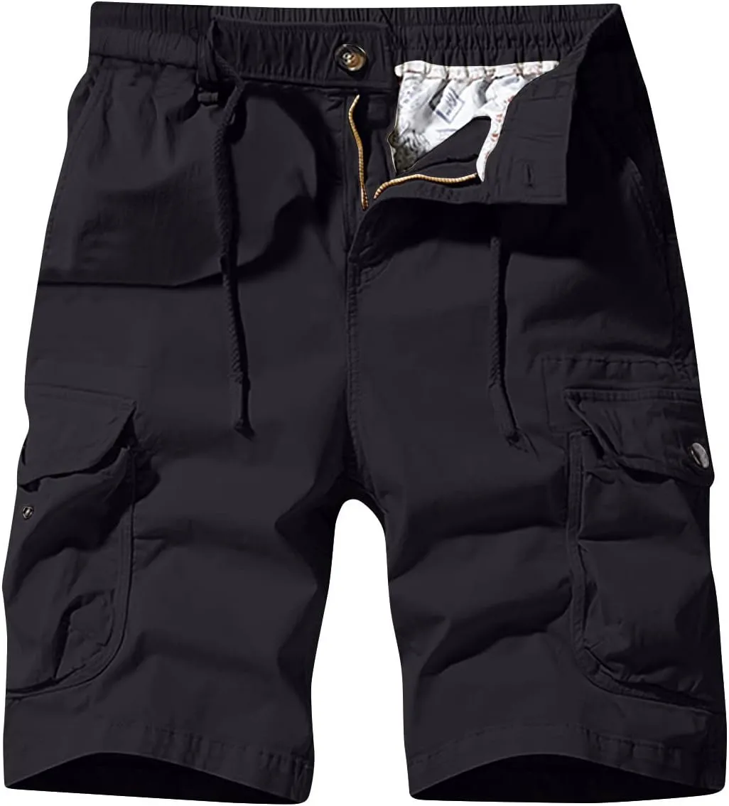 Men's Cotton Twill Cargo Shorts Classic Relaxed Fit Tactical Shorts Casual Outdoor Fishing Shorts with Multi Pockets