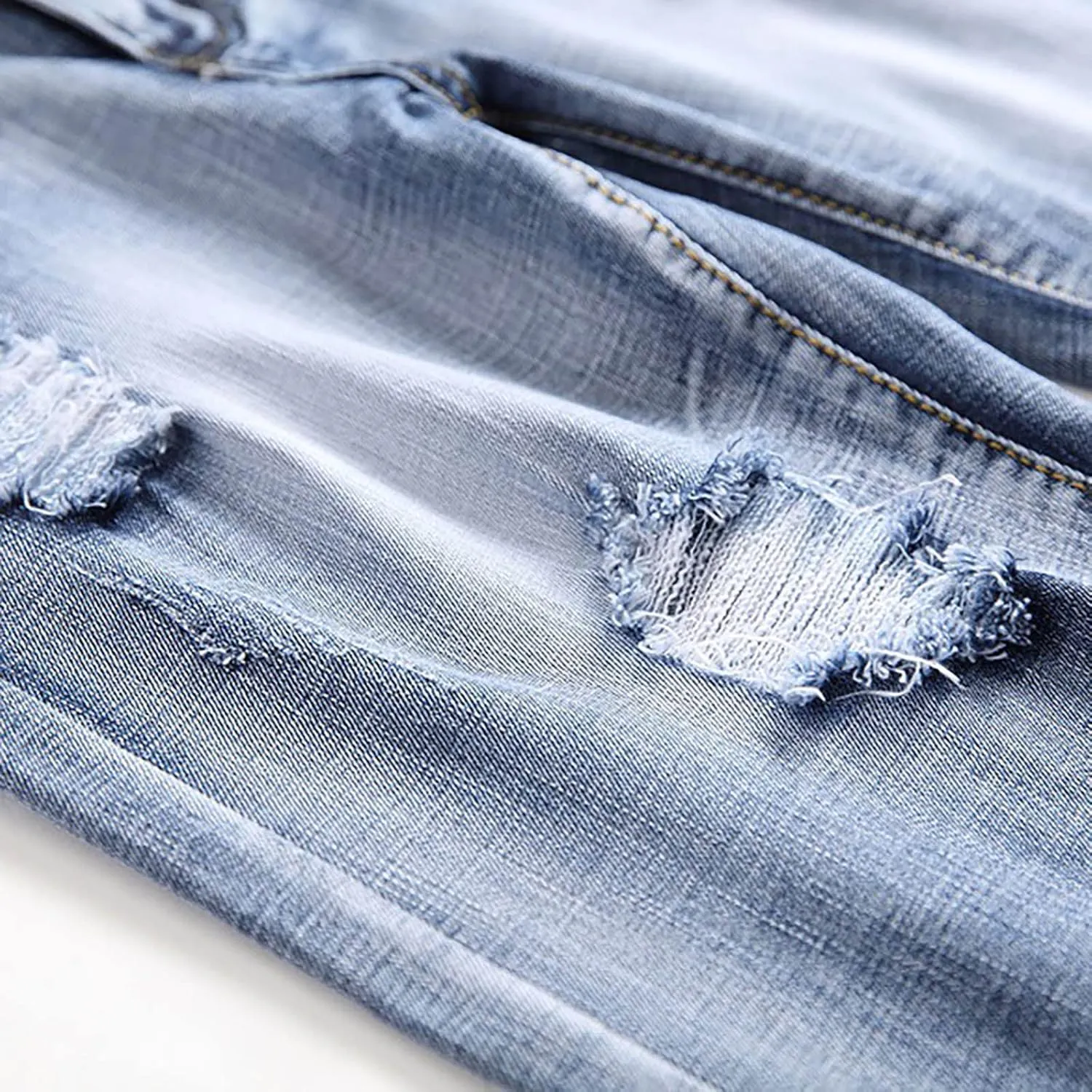Mens Jean Shorts Summer Relaxed-Fit Ripped Bermuda Shorts Fashion Distressed Denim Shorts Casual Summer Work Shorts