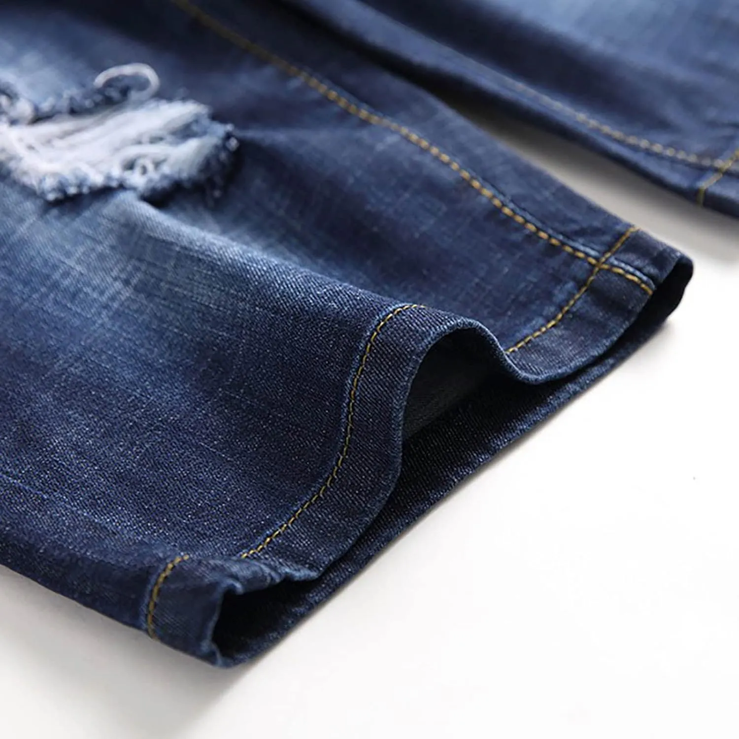 Mens Jean Shorts Summer Relaxed-Fit Ripped Bermuda Shorts Fashion Distressed Denim Shorts Casual Summer Work Shorts