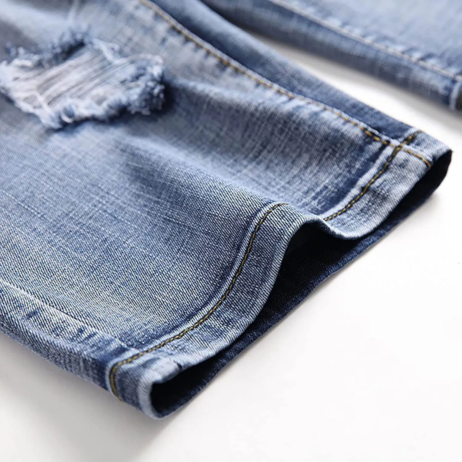 Mens Jean Shorts Summer Relaxed-Fit Ripped Bermuda Shorts Fashion Distressed Denim Shorts Casual Summer Work Shorts