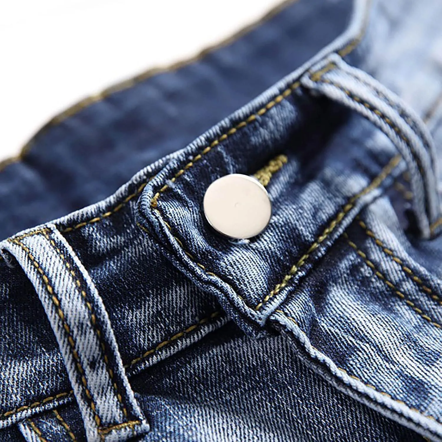 Mens Jean Shorts Summer Relaxed-Fit Ripped Bermuda Shorts Fashion Distressed Denim Shorts Casual Summer Work Shorts