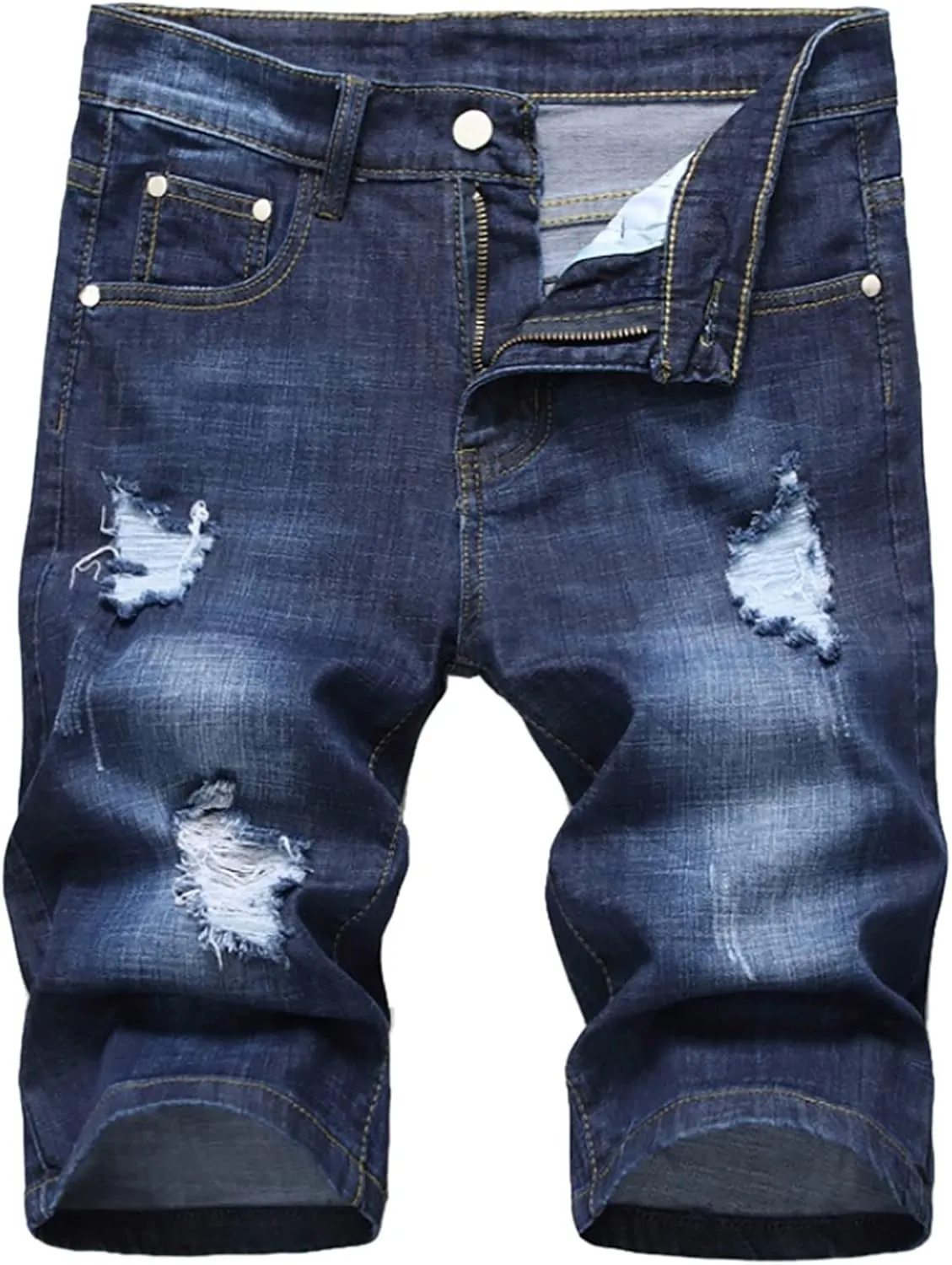 Mens Jean Shorts Summer Relaxed-Fit Ripped Bermuda Shorts Fashion Distressed Denim Shorts Casual Summer Work Shorts