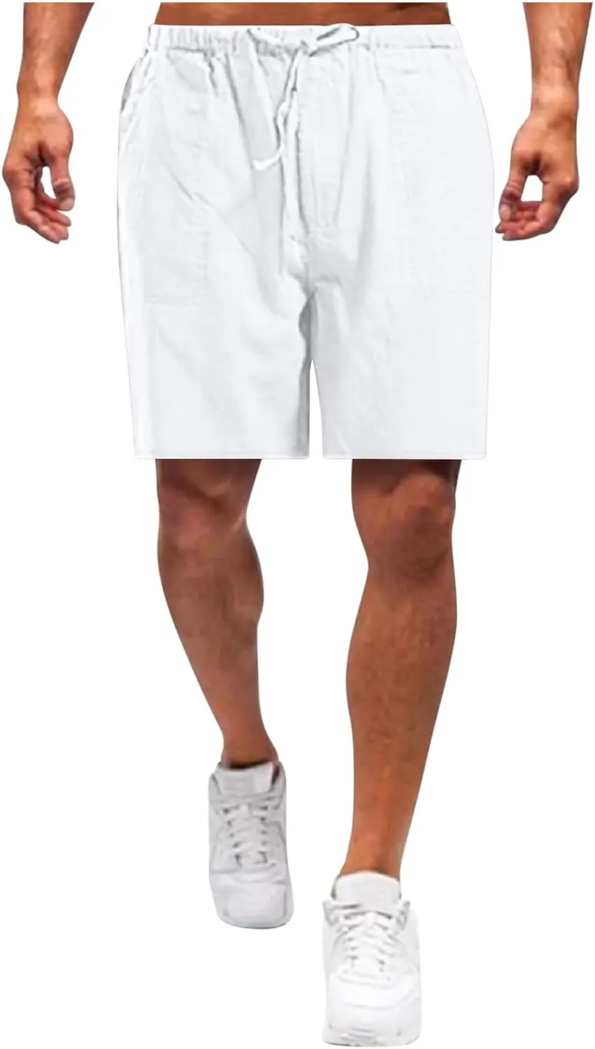 Men's Shorts Casual Beach Shorts Hawaiian Shorts for Mens Summer Linen Shorts Relaxed Fit Workout Sweatpants Elastic Waist