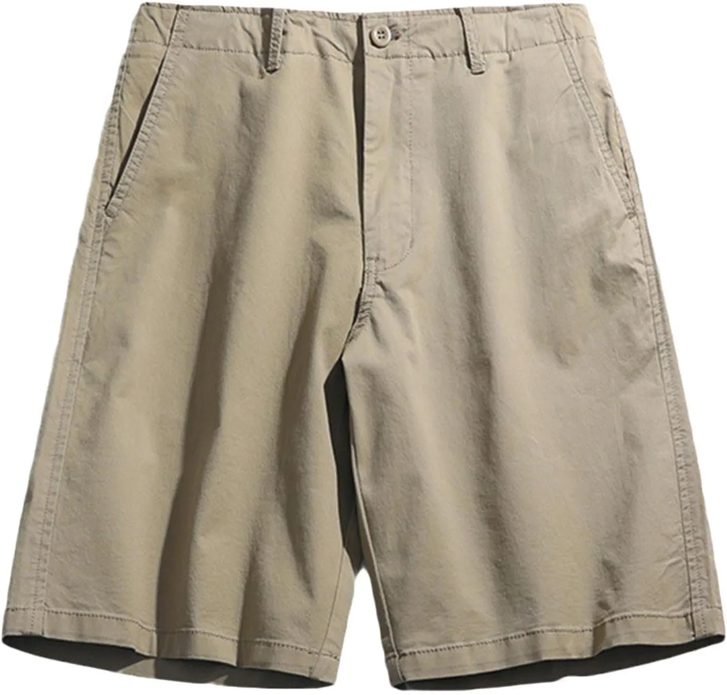 Mens Shorts Cotton Straight Shorts Men's Casual Flat Front Chino Shorts Relaxed Fit Slacks Shorts Summer Cargo Sports