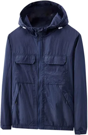 Mens Summer Jackets 50  UV Sun Protection Athletic Hoodies 2025 Lightweight Breathable Raincoat Long Sleeve Sun Shirt