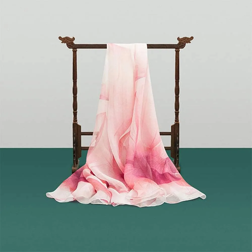 MUSUMI Square Large Neck Scarf Woman's Silk Scarf Digital Printed Neck Scarf Spring Breathable Chiffon Shawl Soft Lightweight