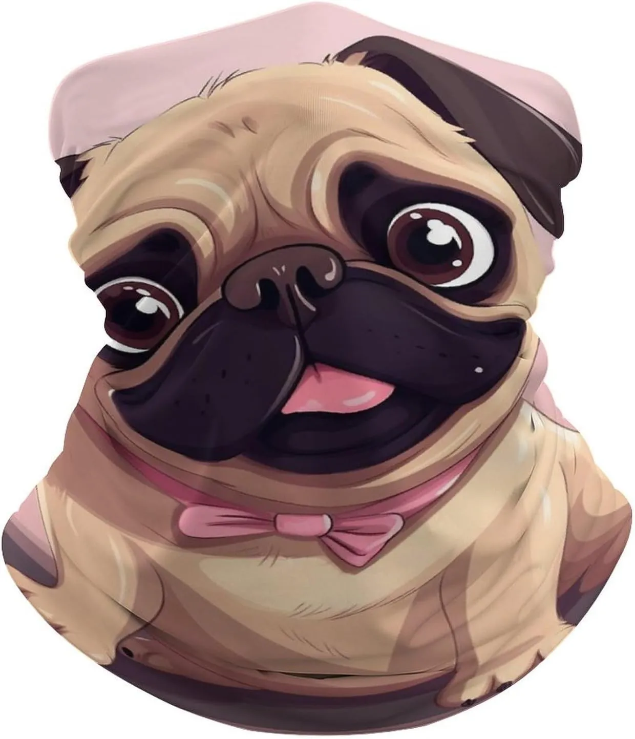 Neck Gaiter for Men Women Fun Pug Dog Balaclava Windproof Face Mask Breathable Bandana Sun Protection Face Cover Scarf Headband for Skiing Hiking Cycling
