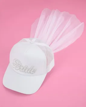 Pearl Bride Trucker Hat with Veil