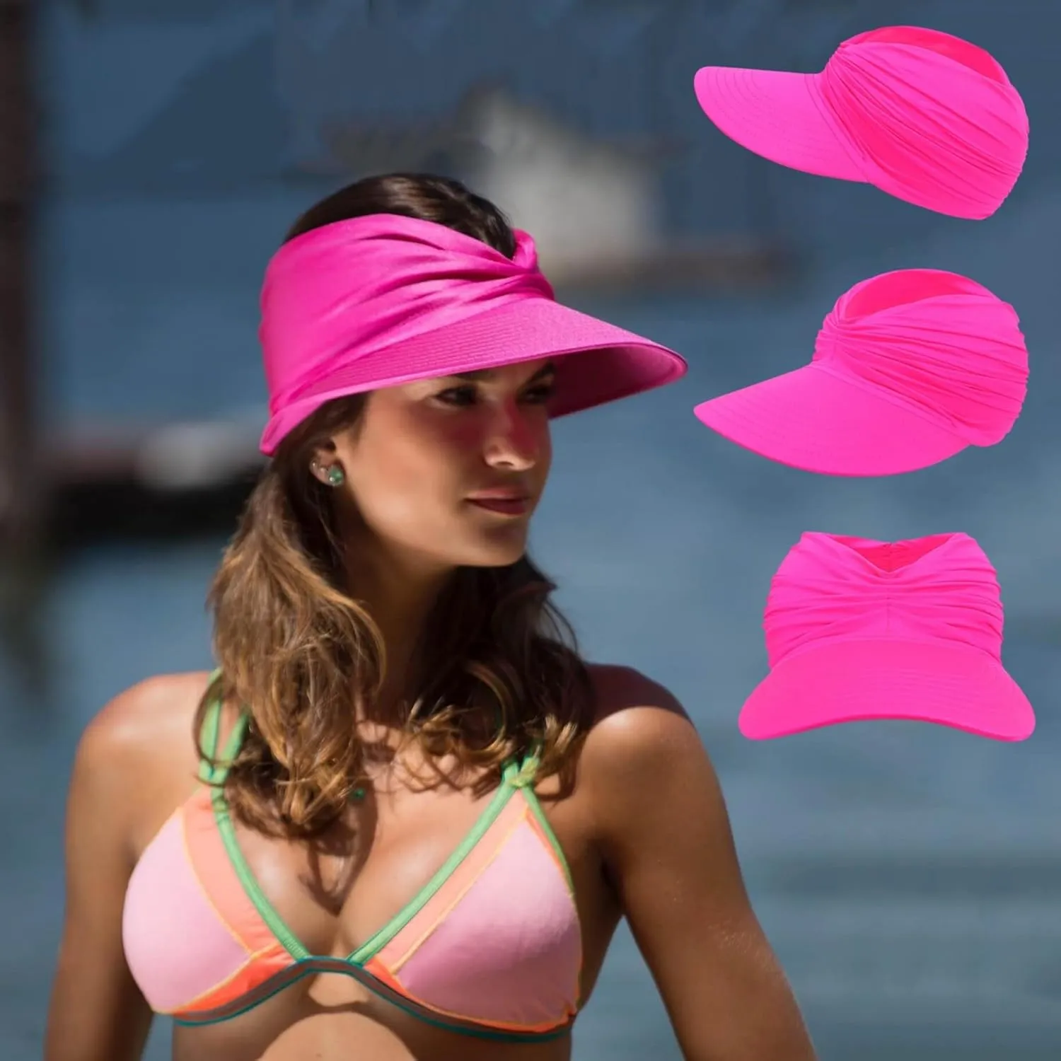 Peshoriadm Summer Women's Sun Hat, Adjustable Wide Brim Sun Cap Top Ponytail Women Golf Visor for Sunshade