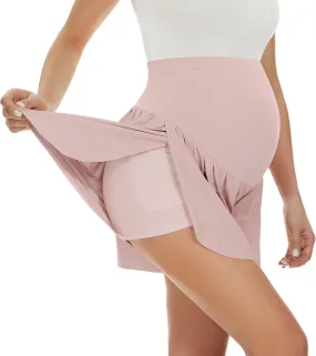 POSHGLAM Women's Maternity Flowy Shorts Over Belly Workout Causal Comfy Stretchy Summer Shorts