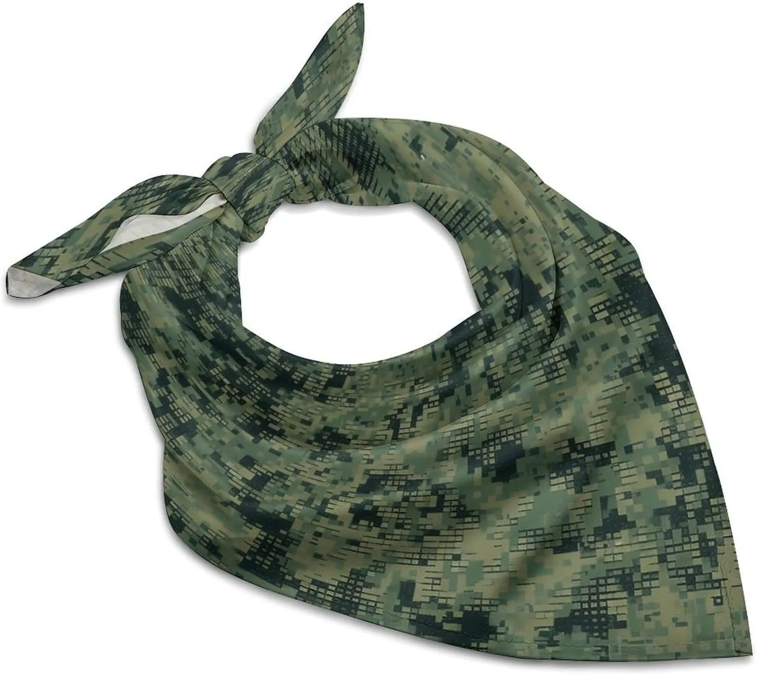 Satin Head Scarf Like Silk Hair Scarf Green Army Digital Camouflage Headscarf Breathable Neck Scarfs Lightweight Kerchiefs Small Square Scarves Sleeping Wraps Women Bandana 18"×18"