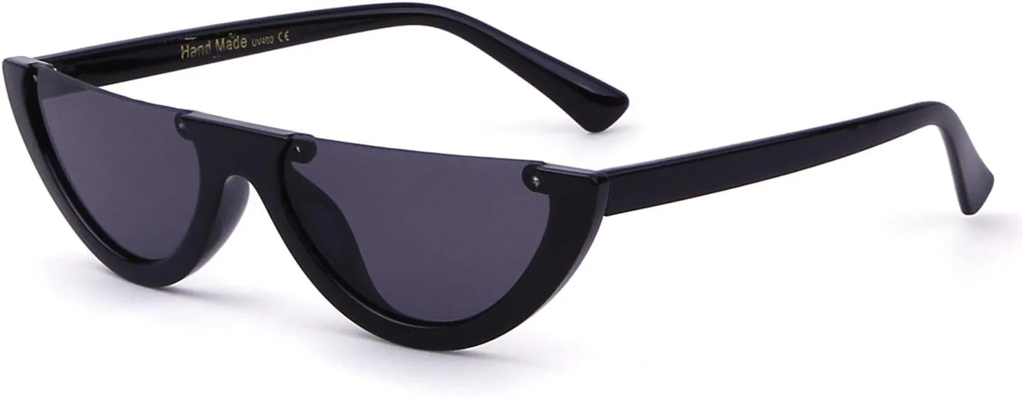 Semi-Rimless Cat Eye Sunglasses - UV400 Protection Vintage Retro Fashion Shades