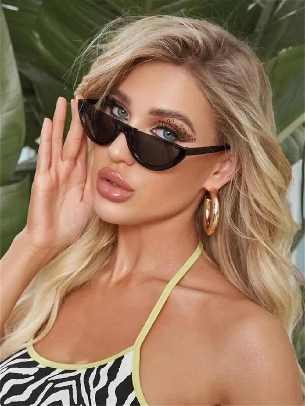 Semi-Rimless Cat Eye Sunglasses - UV400 Protection Vintage Retro Fashion Shades