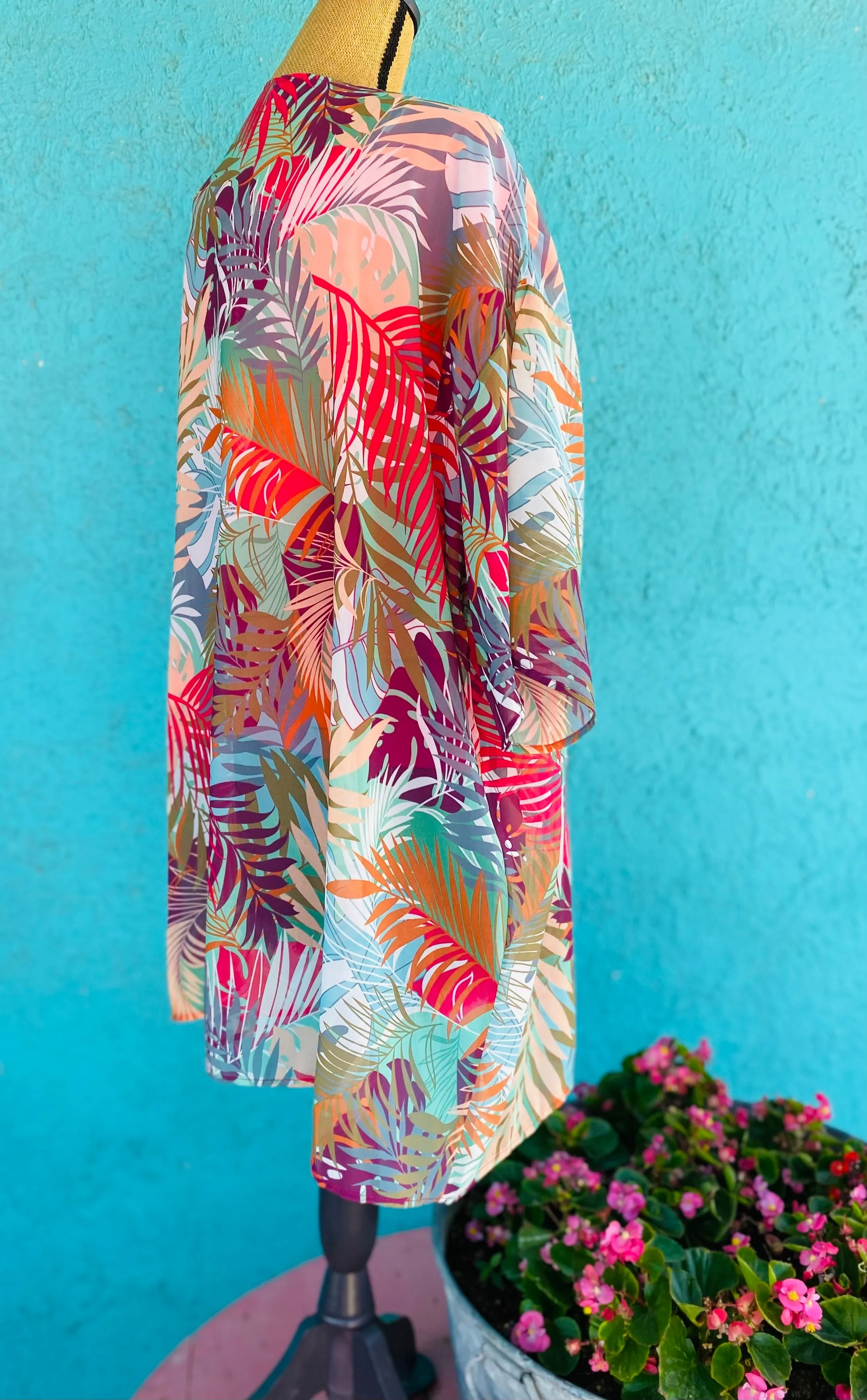 Sheer Palm Leaf Kimono & Coverup