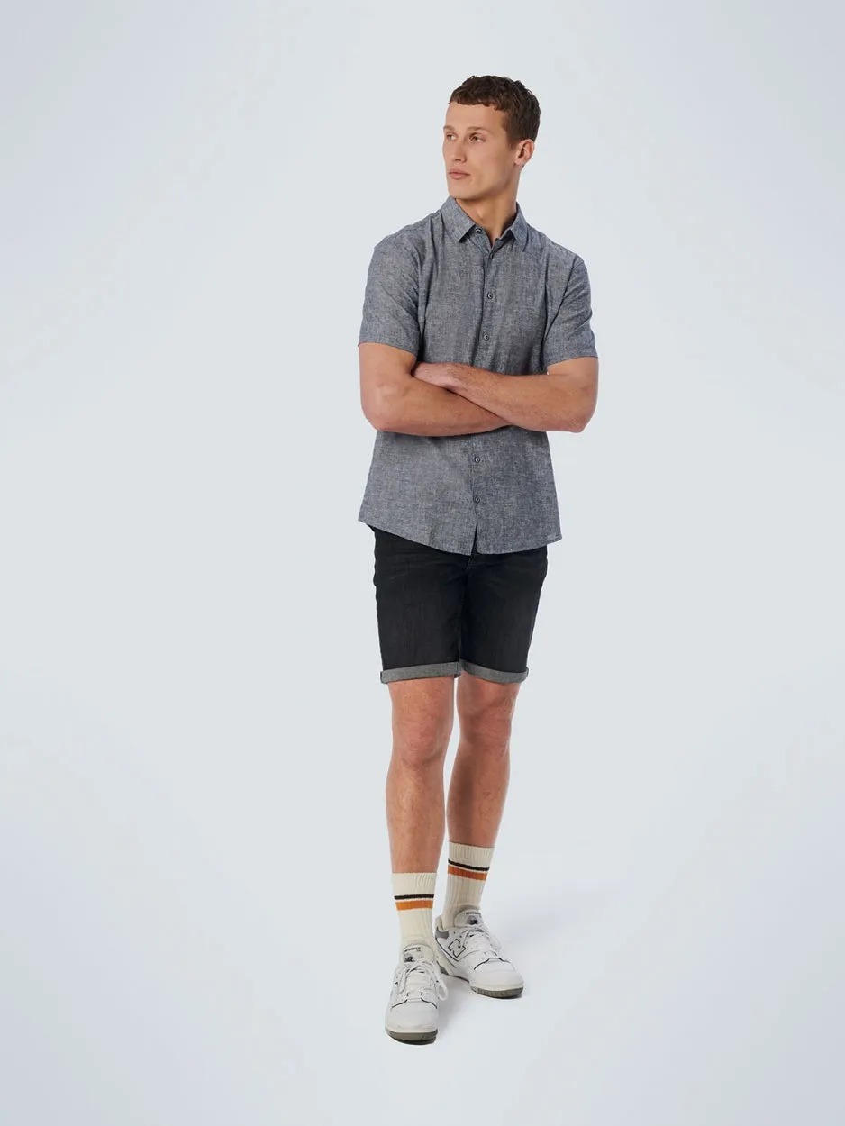 Shirt Short Sleeve 2 Colour Melange With Linen | Night