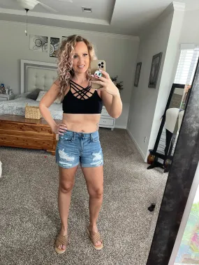 Sneak Peek Midrise Tomboy Distressed shorts
