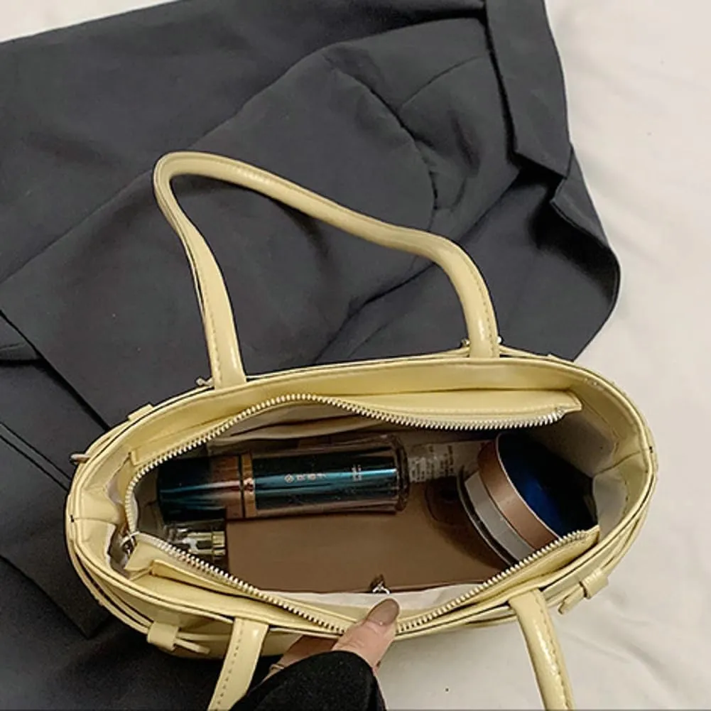 Solid Simple Belt Shoulder Bag PU Leather Commuter Underarm Bag Stylish Outdoor Trip Bags for Women Trendy 2025