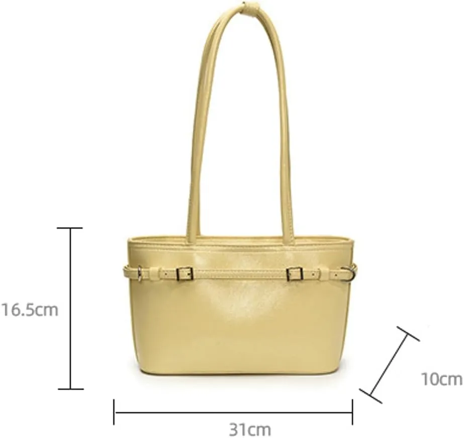 Solid Simple Belt Shoulder Bag PU Leather Commuter Underarm Bag Stylish Outdoor Trip Bags for Women Trendy 2025