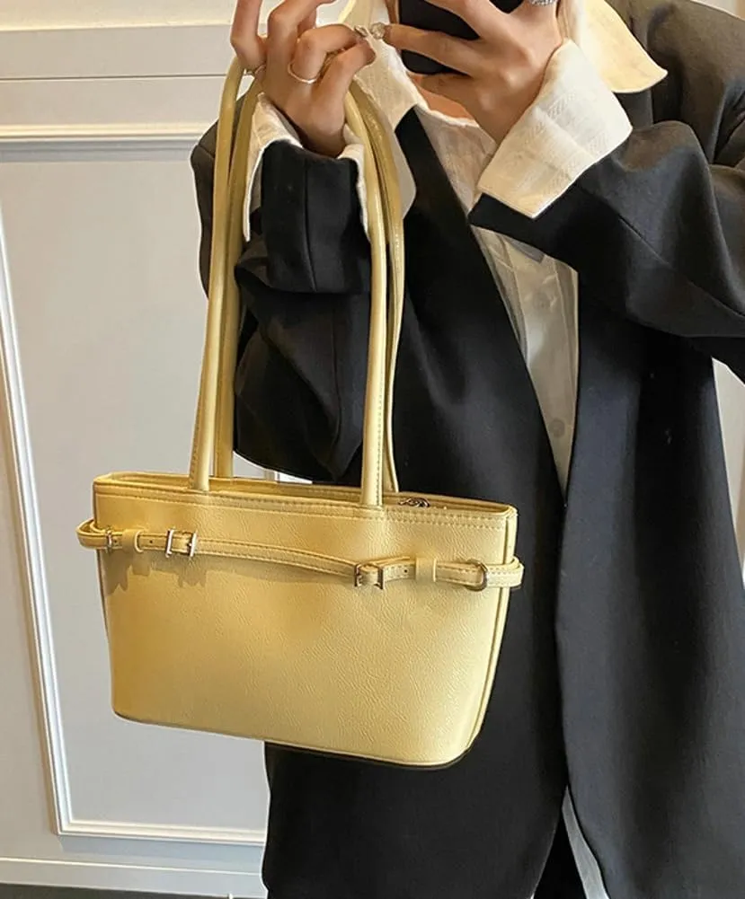 Solid Simple Belt Shoulder Bag PU Leather Commuter Underarm Bag Stylish Outdoor Trip Bags for Women Trendy 2025