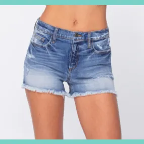 SP Mid Rise Medium Wash Stretchy Shorts