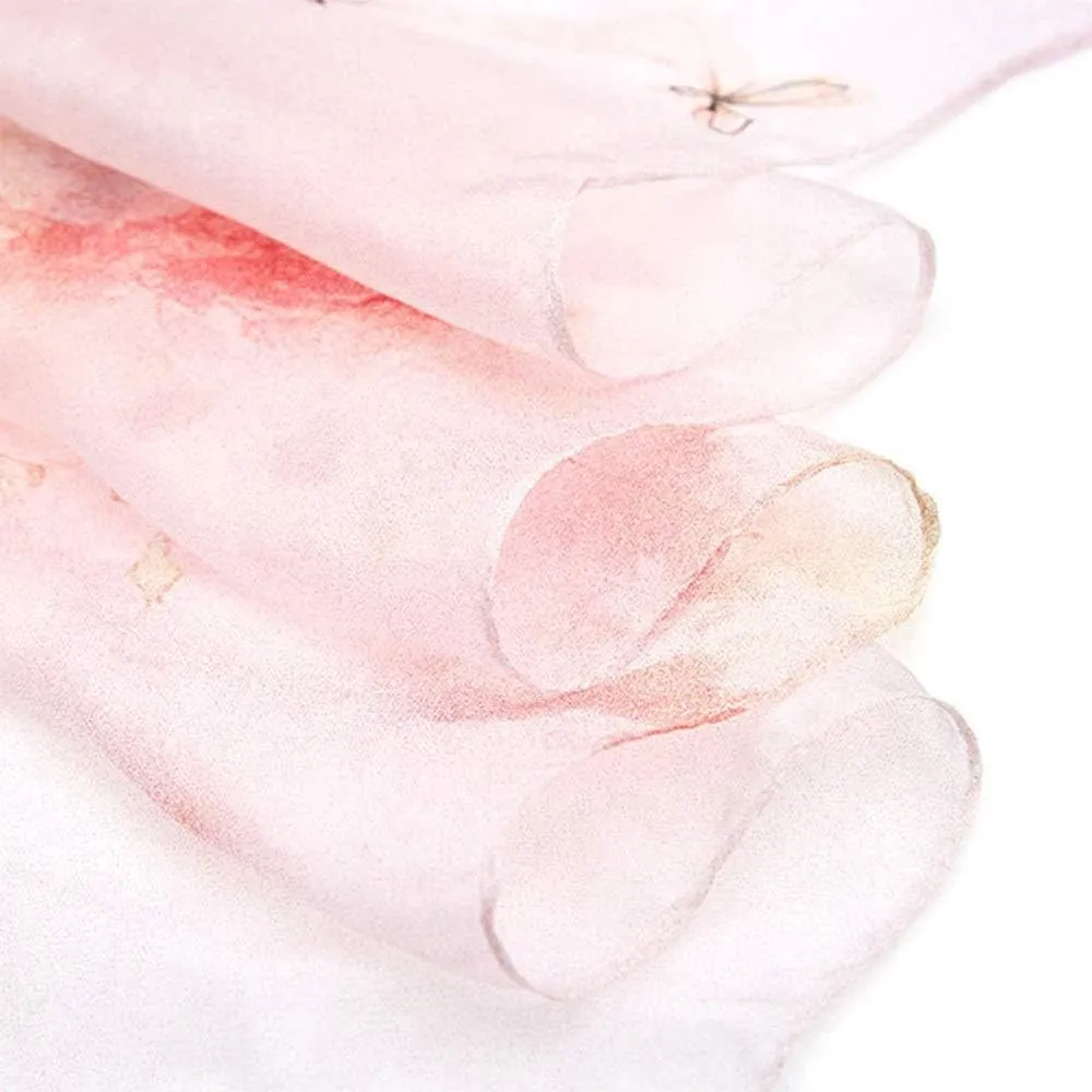 Square Large Neck Scarf Lightweight Silk Scarf Ladies Digital Printed Silk Scarf Breathable Chiffon Shawl Soft Lightweight, 175x110CM, Pink