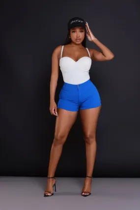 Super Swank High Waist Stretchy Shorts - Royal Blue