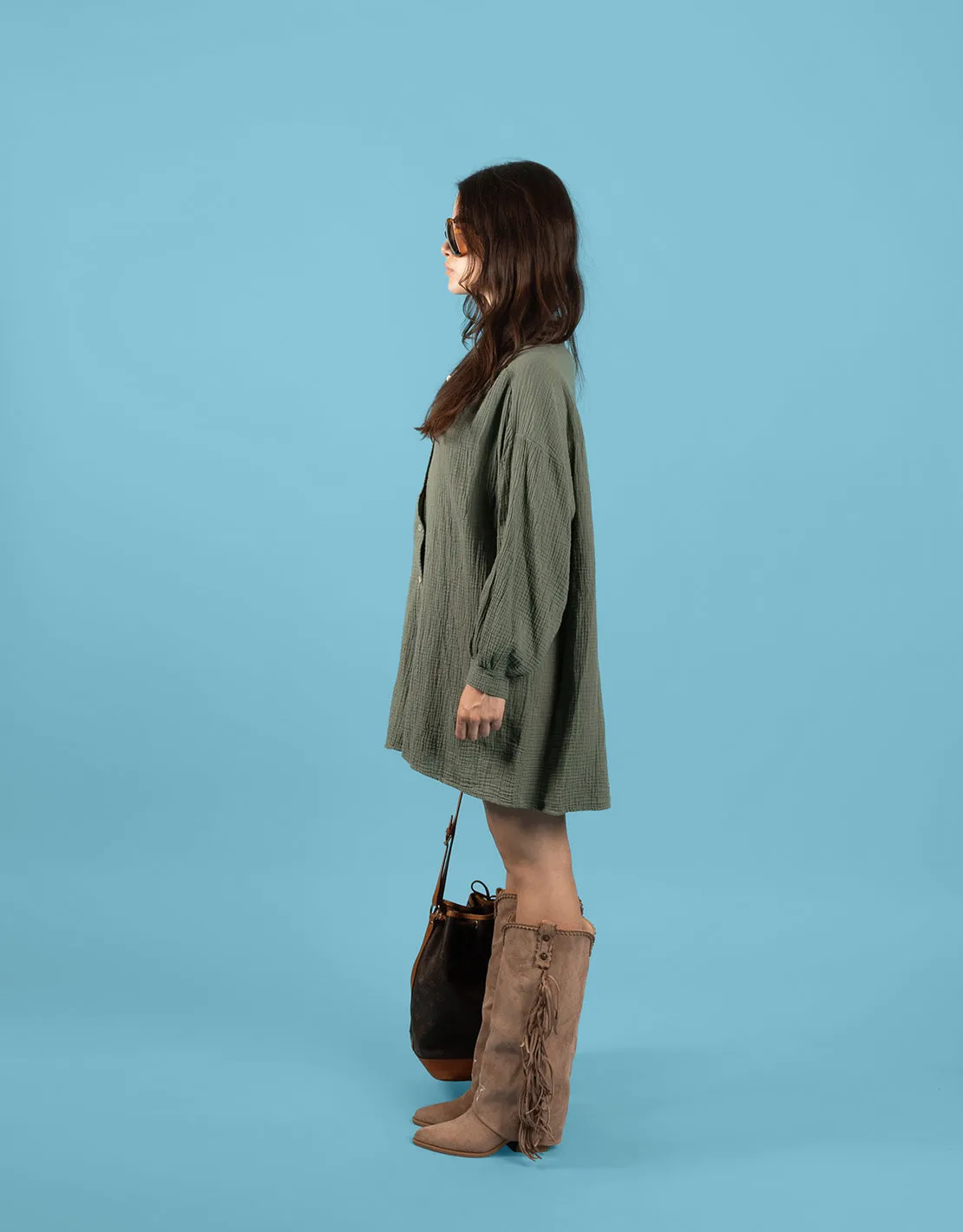 Textured long blouse