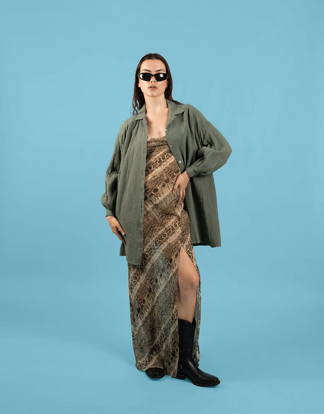 Textured long blouse
