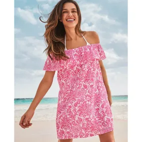 Tommy Bahama Harbour Eyelet Print Off The Shoulder Dress Cover Up - Passion Pink*