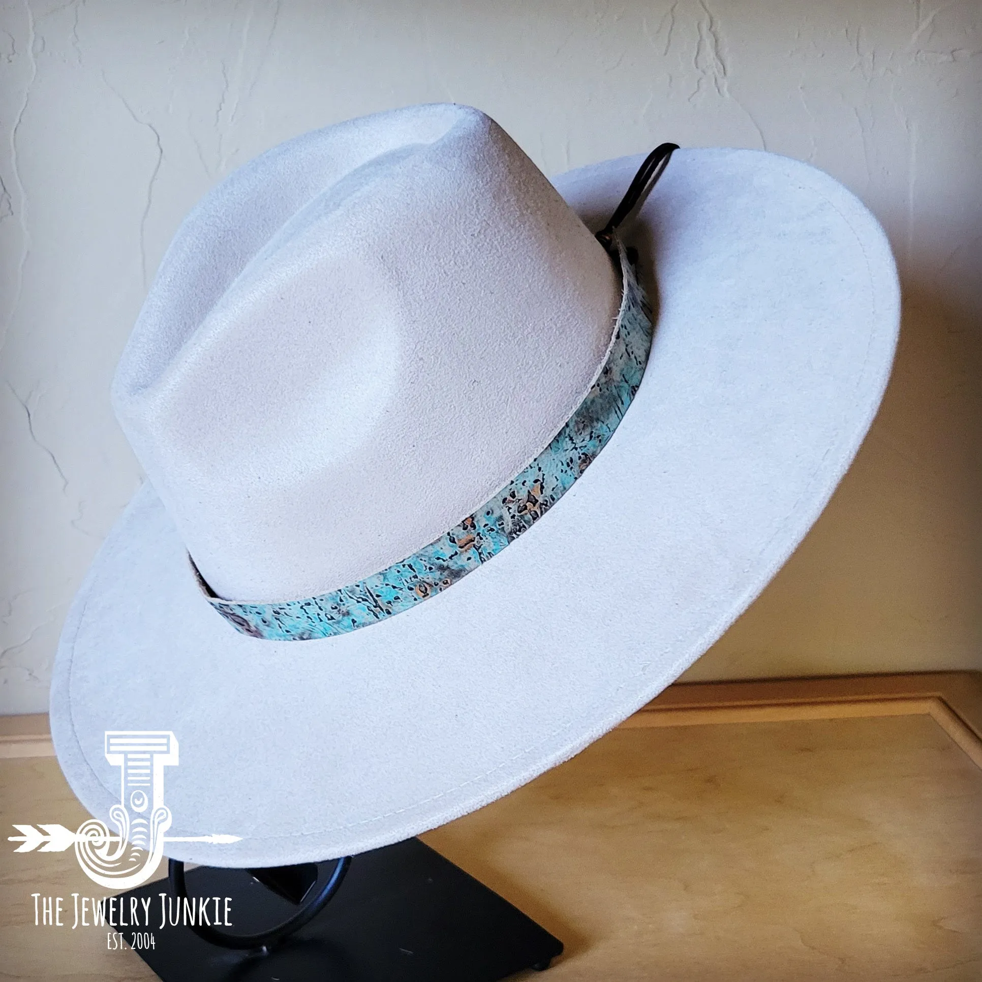 Turquoise Metallic Embossed Leather Hat Band Only 950q