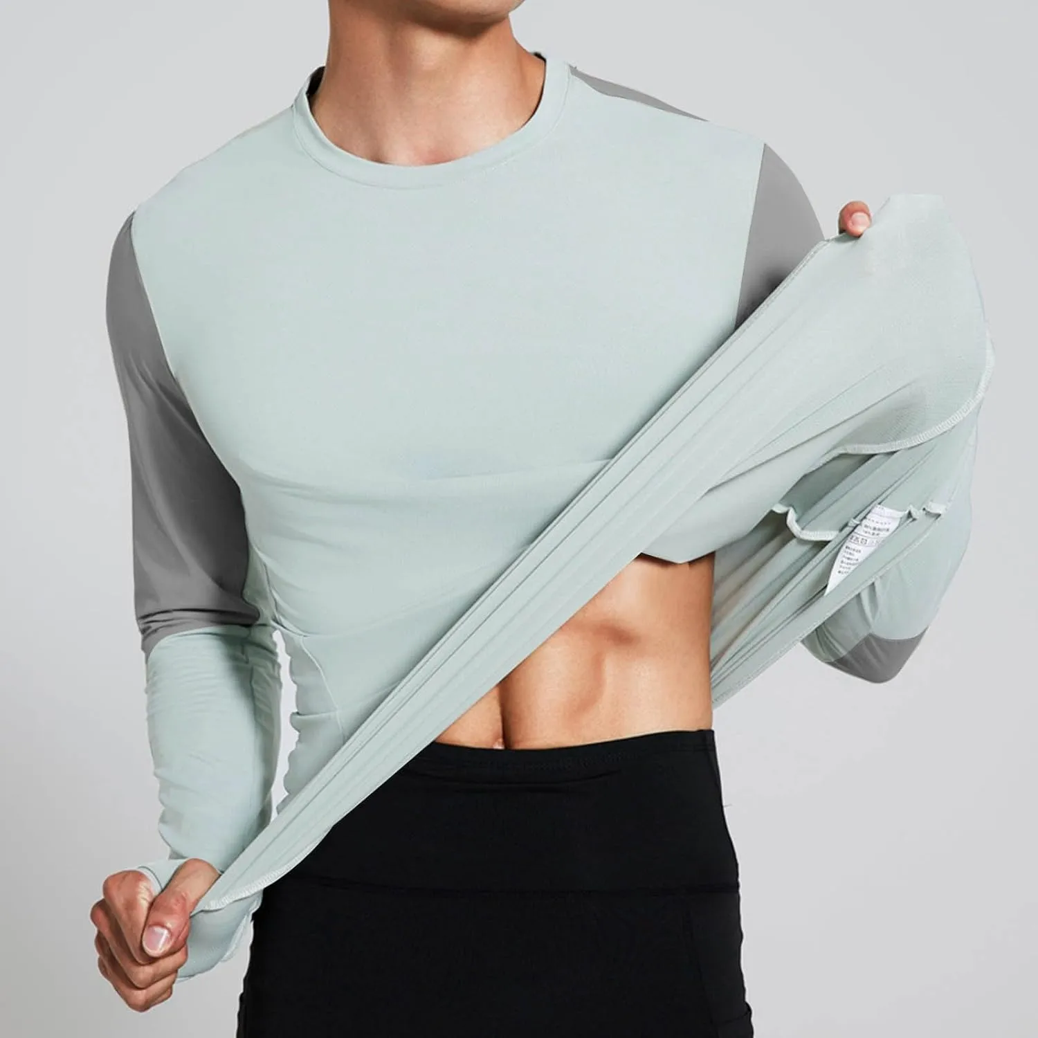 UPF 50  Long Sleeve Shirts For Men UV Sun Protection Athletic Shirt Hiking Running Workout Rash Guard With Thumb Hole