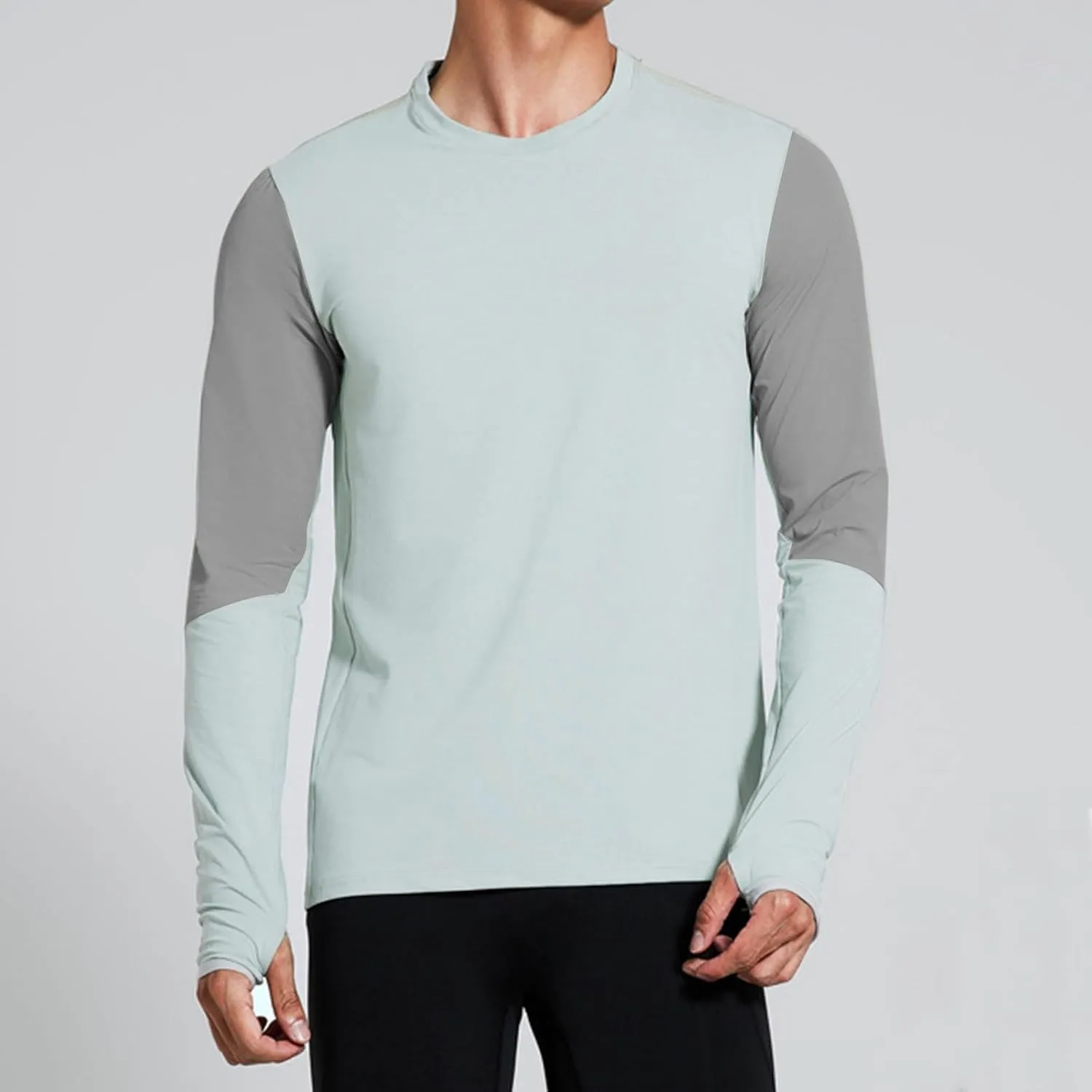 UPF 50  Long Sleeve Shirts For Men UV Sun Protection Athletic Shirt Hiking Running Workout Rash Guard With Thumb Hole