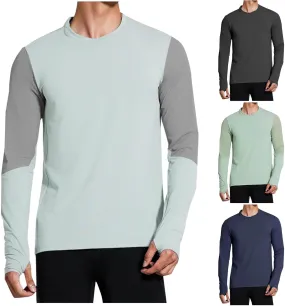 UPF 50  Long Sleeve Shirts For Men UV Sun Protection Athletic Shirt Hiking Running Workout Rash Guard With Thumb Hole