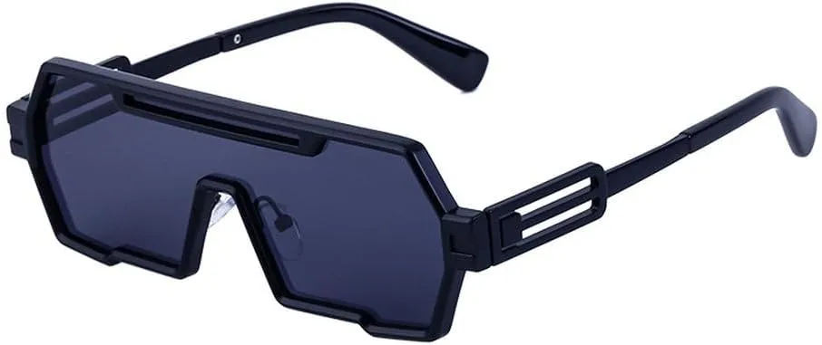 Vintage Metal Punk Sunglasses Oversize One Piece Shades UV400