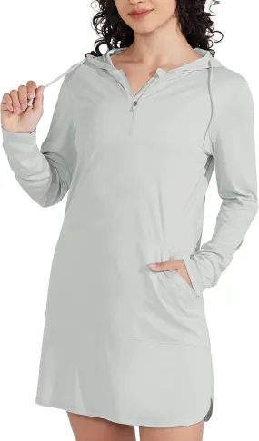Willit Women's UPF 50  Swim Cover-Up Dress Hooded Beach Sun Long Sleeve Swimwear Quick Dry SPF Swim Shirts