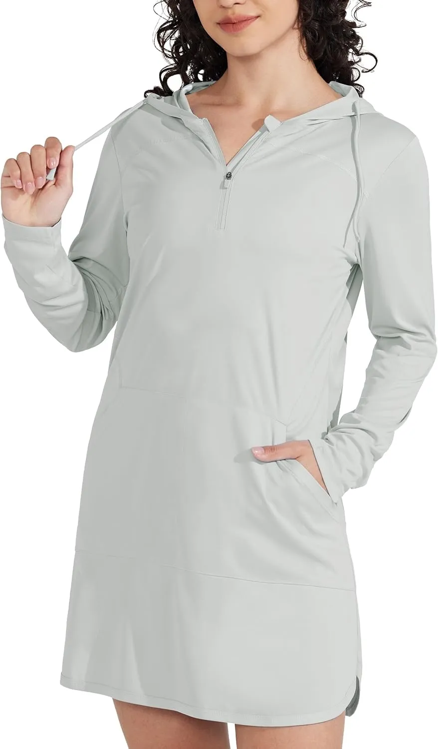 Willit Women's UPF 50  Swim Cover-Up Dress Hooded Beach Sun Long Sleeve Swimwear Quick Dry SPF Swim Shirts