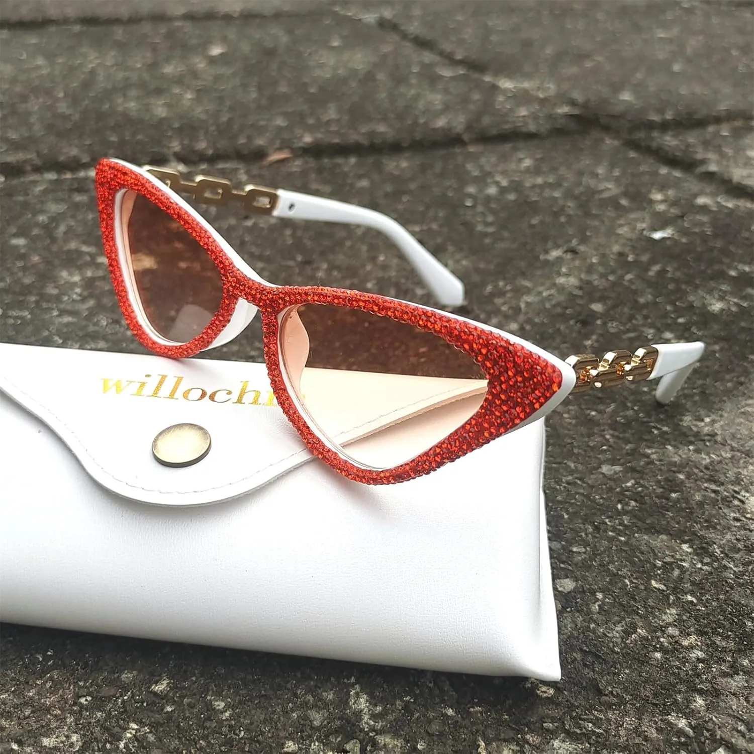 willochra Bling Rhinestones Sunglasses Women Cat Eye Diamond Sun Glasses Female Fashion Square Eyeglasses