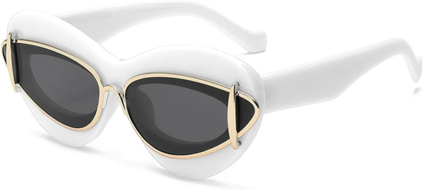 willochra Cat Eye Sunglasses Women 2024 Luxury Vintage Y2k Punk Sun Glasses For Men Double Frame Retro Eyewear Shades UV400