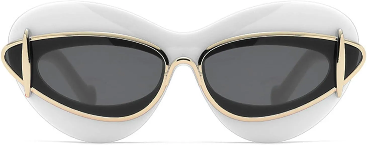 willochra Cat Eye Sunglasses Women 2024 Luxury Vintage Y2k Punk Sun Glasses For Men Double Frame Retro Eyewear Shades UV400