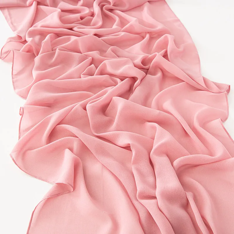 WJA154 Lightweight solid color breathable chiffon long scarf