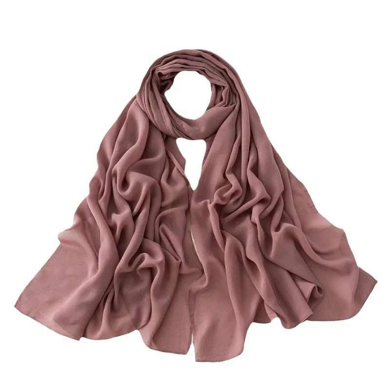 WJA154 Lightweight solid color breathable chiffon long scarf
