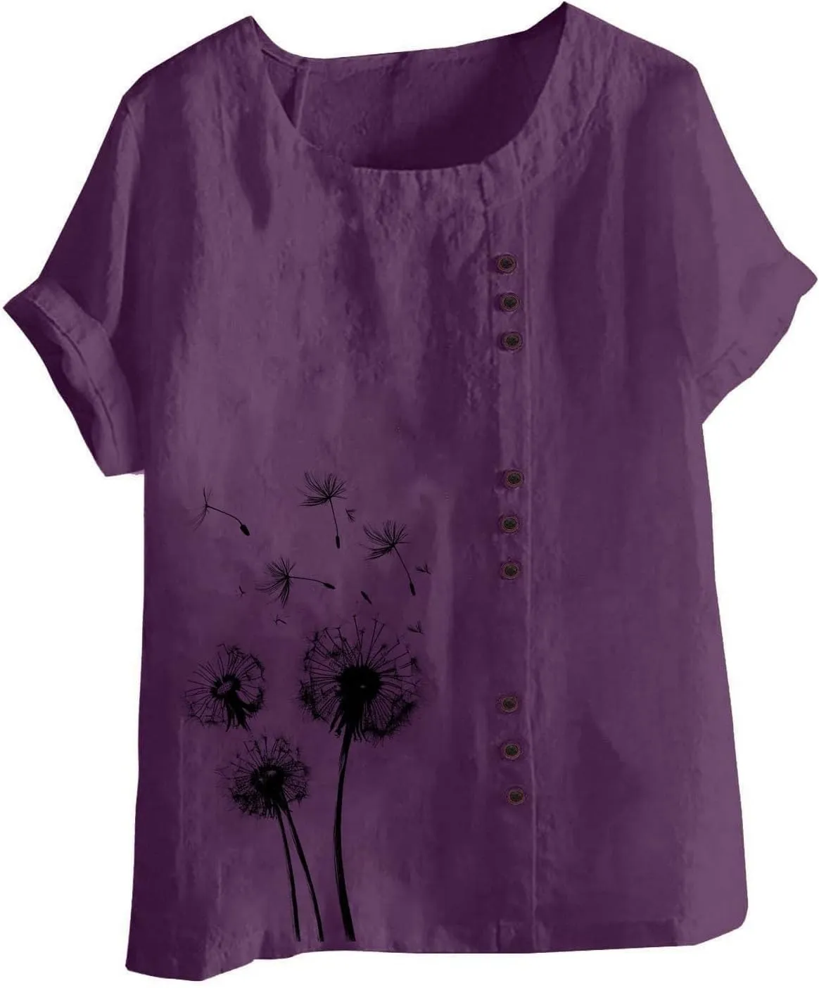 Women Linen Shirts Causal Loose Fit Boho Tunic Tee Short Sleeve Oversize Curved Blouse Summer Trendy Clothes 2025