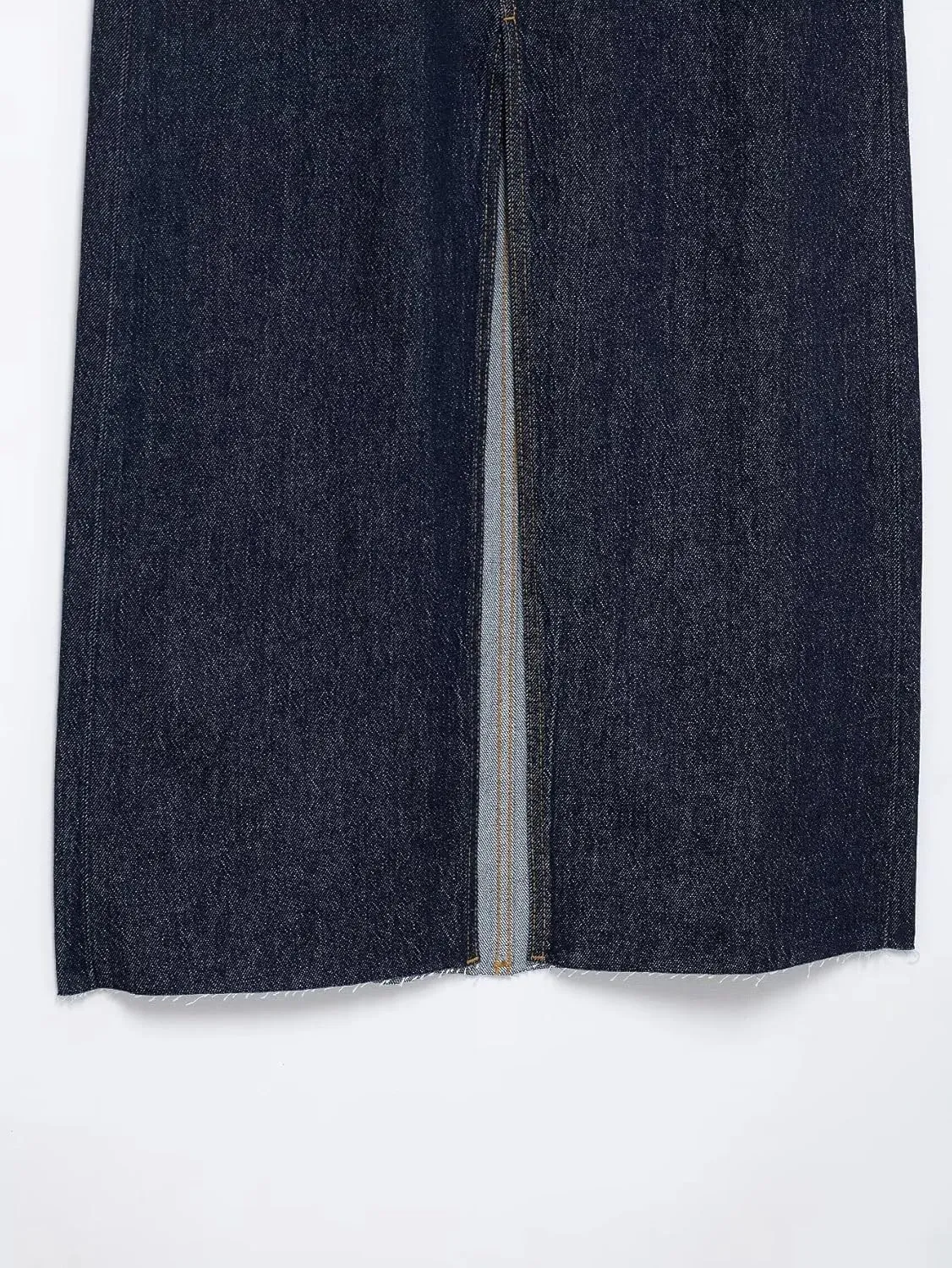 Women's Classic Dark Blue Stylish Front Slit Denim Midi Skirt