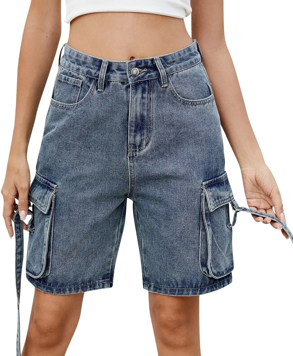 Womens Jean Shorts Plus Size,Women's Denim Shorts Stretchy,Plus Size High Waisted Stretchy with Big Thighs Cotton Linen Dressy Casual Short Pants Beach Fashion Pants Blue XL